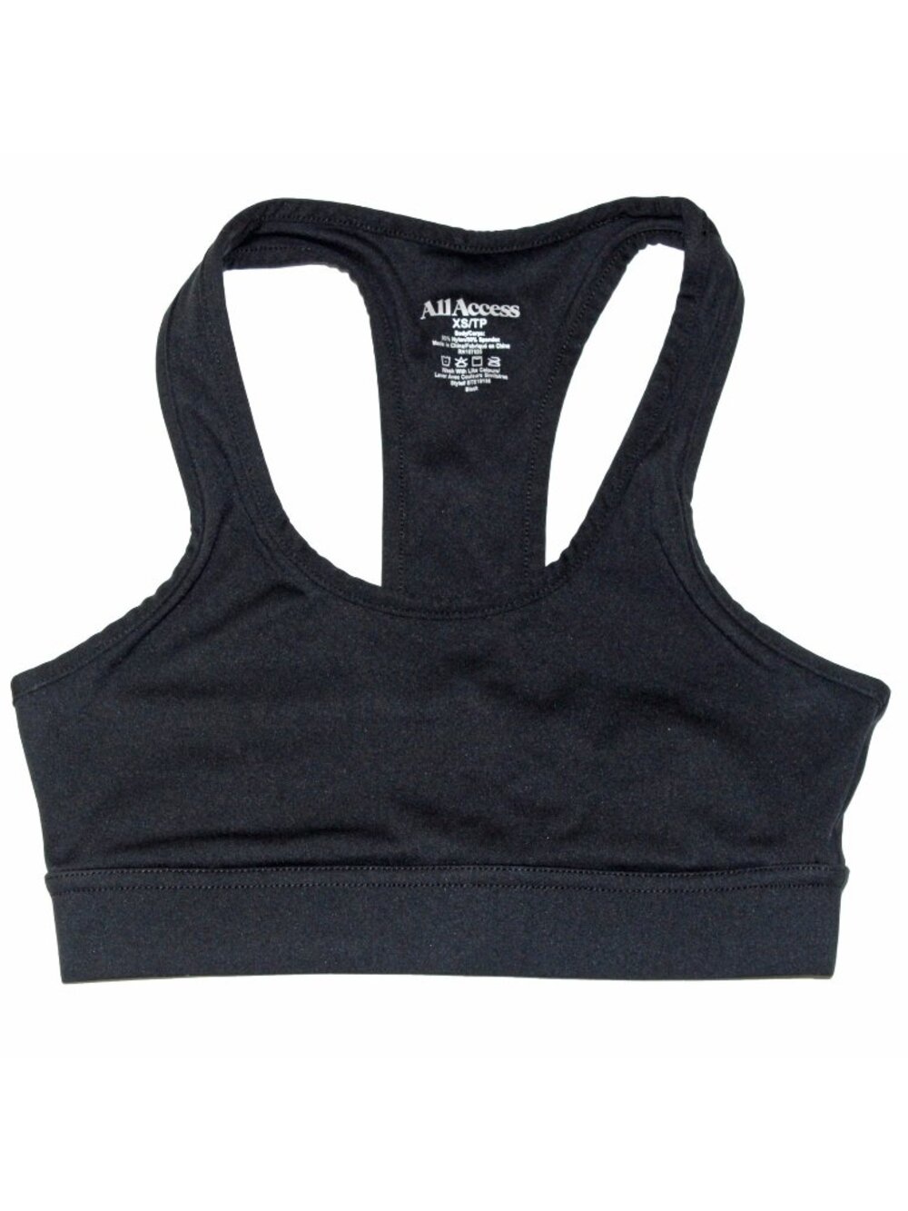 ALL ACCESS Bandier Black Front Row Bra XS/TP BTS19166 Logo Retail $68